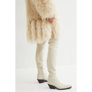 NWT H&M Innovation Co-Exist Story Thigh-High Boots in Cream | Size 6